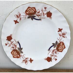 Vtg Antique Royal Crown Derby Bali Swirl Imari Porcelain 6.25" Bread Plate